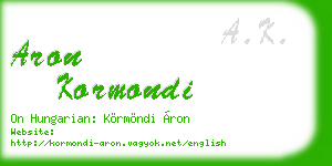 aron kormondi business card